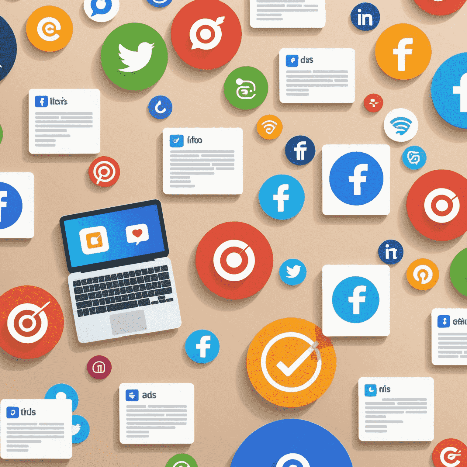 A visual representation of targeted ads across various social media platforms, showing engagement and conversion metrics